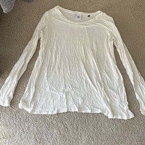 CAbi White Flowy Long Sleeve Shirt (xs)
